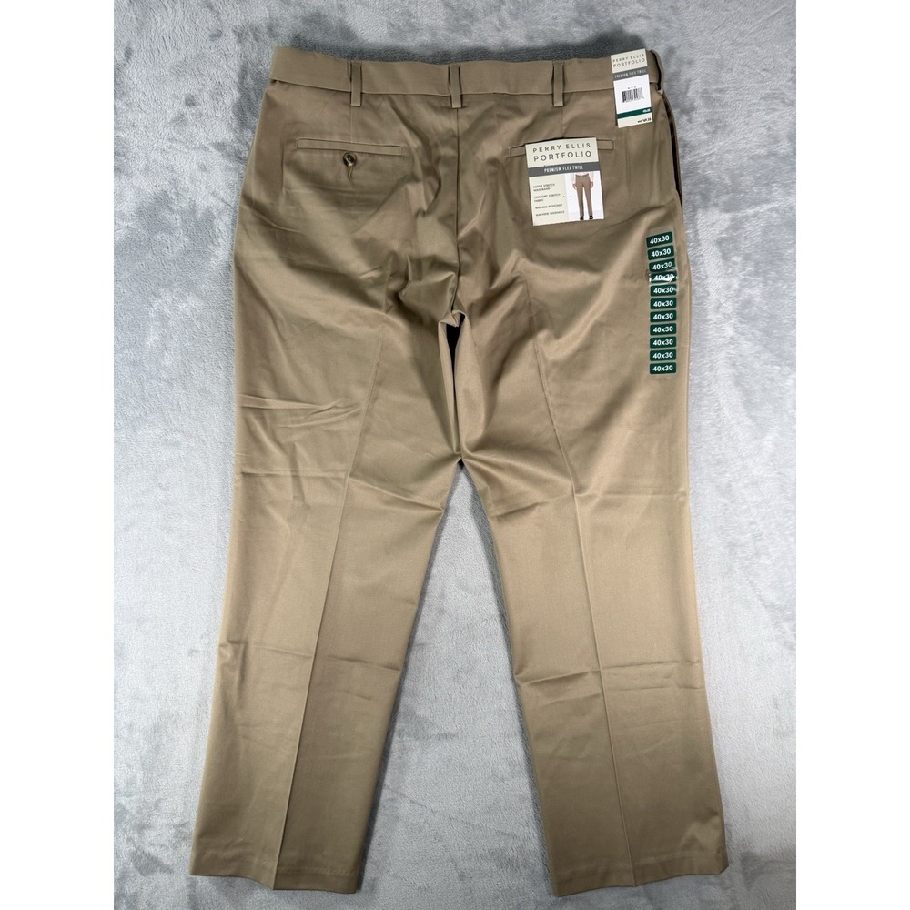 Perry Ellis Pants Mens 40x30 Tan Premium Flex Twill Chino NWT